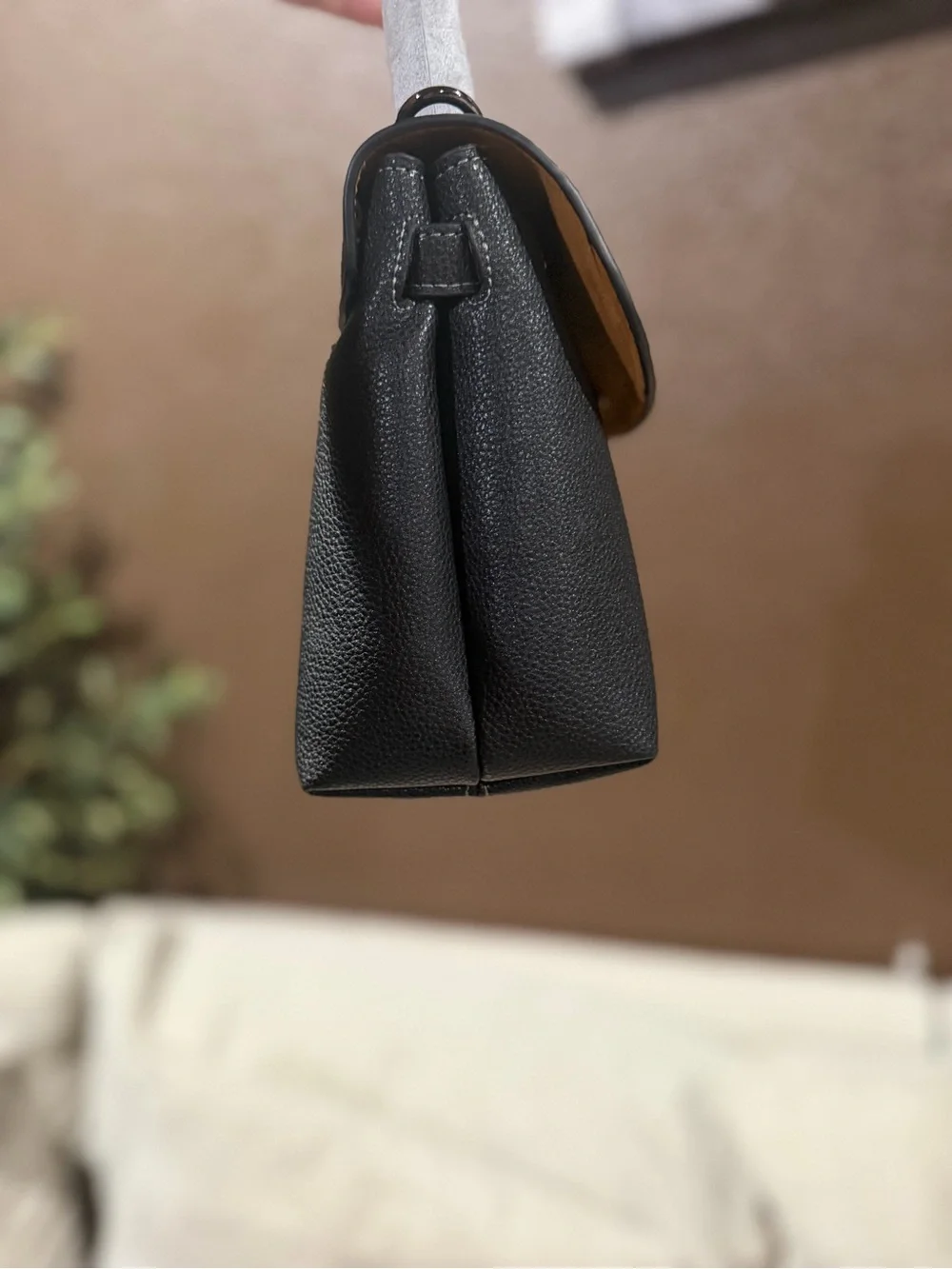 Coach Emory Black Pebbled Leather Shoulder Bag with Top Handle